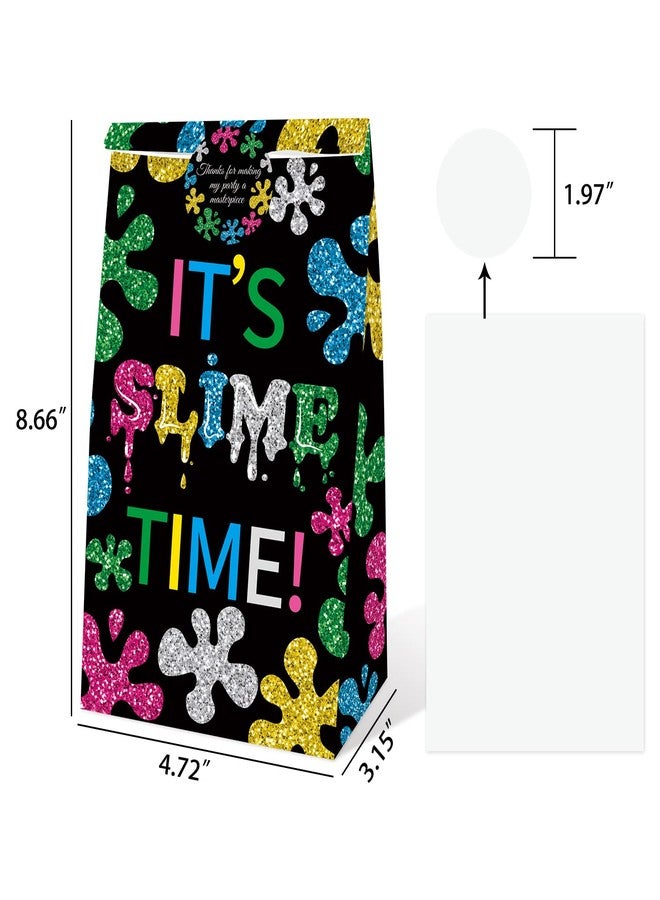 MOAXMOA 24 Pack Slime Party Favors Goodie Bags Painting Candy Gift Treat Bags with Stickers, Slime Art Theme Birthday It's Slime Time Party Decorations Supplies - Image 3